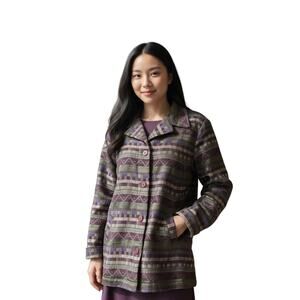 Sag Harbor Aztec Geometric Blazer 18W Textured Career Work Southwest Preppy